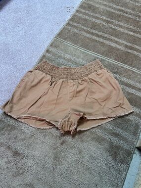 wild fable Tan High-Waist Smocked Lounge Shorts